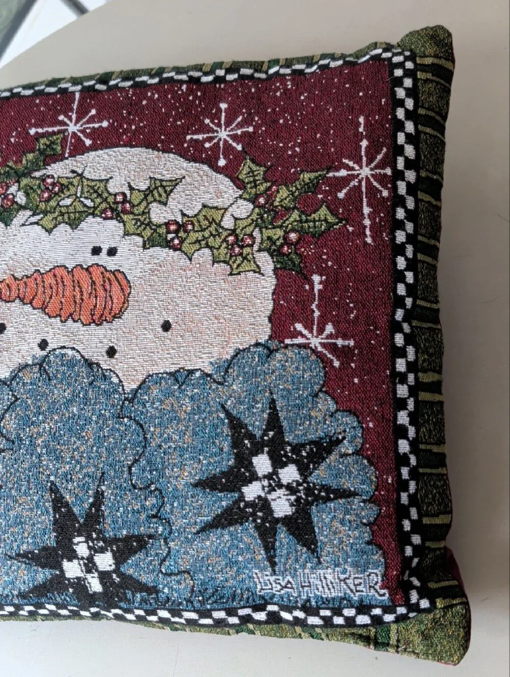 Lisa Hilliker Snowman Tapestry Holiday Pillow  Square 16